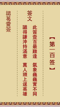 诸葛神签 第 100 签