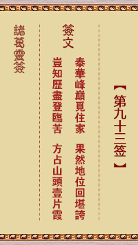 诸葛神签 第 93 签