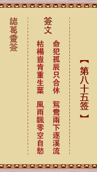 诸葛神签 第 85 签