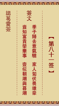 诸葛神签 第 81 签