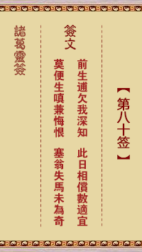 诸葛神签 第80 签