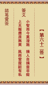 诸葛神签 第 62 签