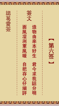 诸葛神签 第 6 签