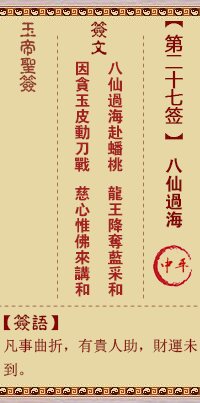玉帝灵签 第 27 签：八仙过海 中平
