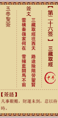 玉帝灵签 第 26 签：三藏取经 中平