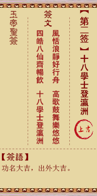 玉帝灵签 第 2 签：十八学士登瀛洲 上吉