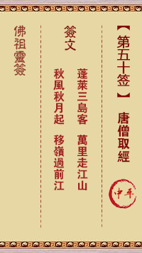 佛祖灵签 第 50 签：唐僧取经 中平签