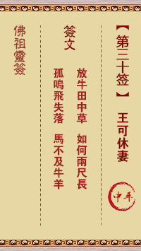 佛祖灵签 第 30 签：王可休妻 中平签
