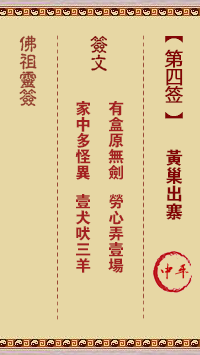 佛祖灵签 第 4 签：黄巢出寨 中平签