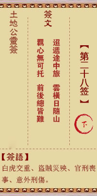 土地公灵签 第 28 签 下