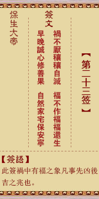 保生大帝灵签 第 23 签：祸、【用贲卦】