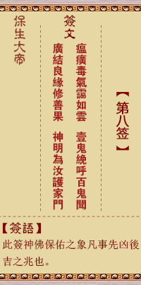 保生大帝灵签 第 8 签：瘟、【用师卦】