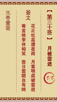 北帝灵签 第 30 签：月被云遮 下下